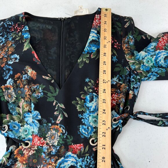 LPA‎ Womens Long Sleeve Floral Dress S Black Sheer Y2k - Picture 13 of 16